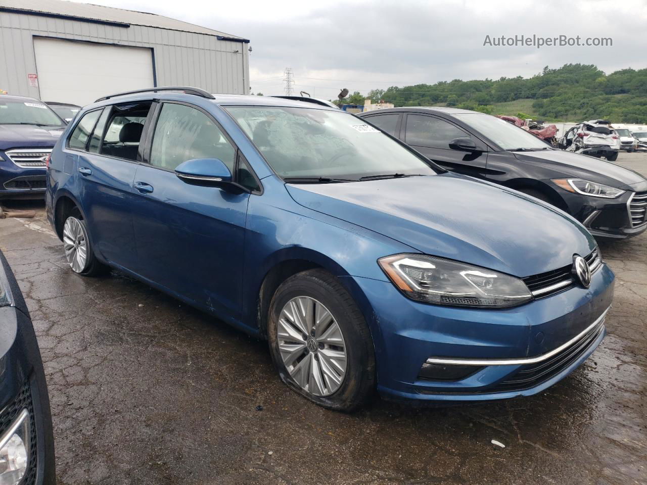 2019 Volkswagen Golf Sportwagen S Blue vin: 3VWY57AU2KM501645