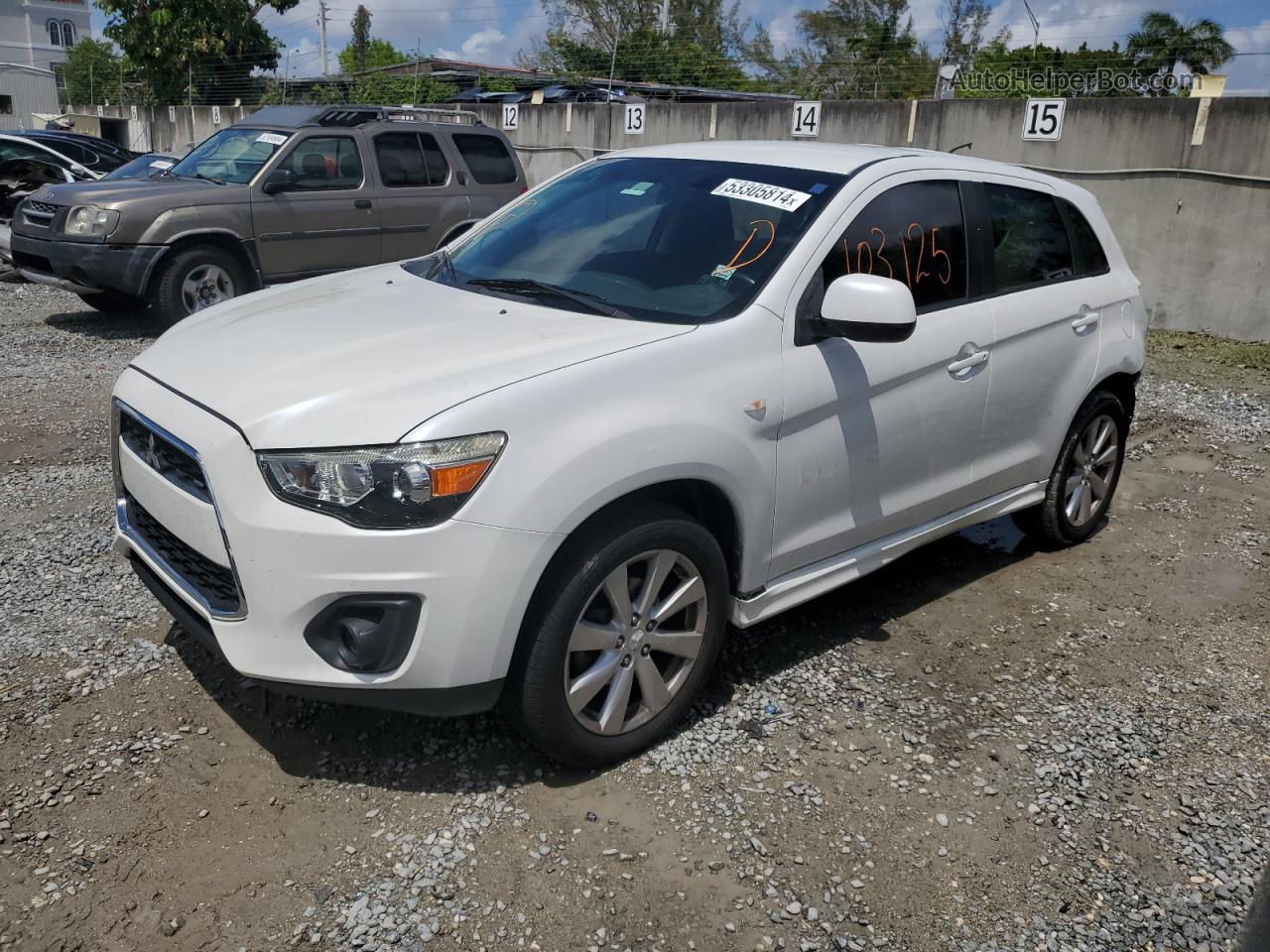 2014 Mitsubishi Outlander Sport Es White vin: 4A4AP3AU2EE002371