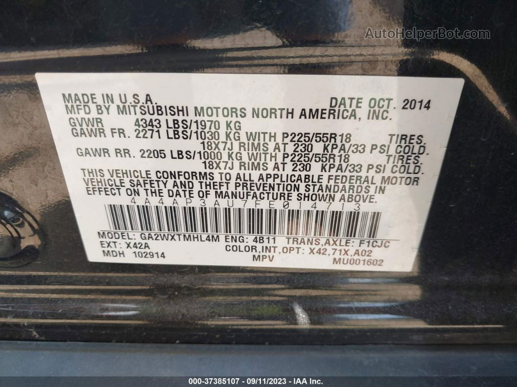 2015 Mitsubishi Outlander Sport Es Black vin: 4A4AP3AU7FE014713