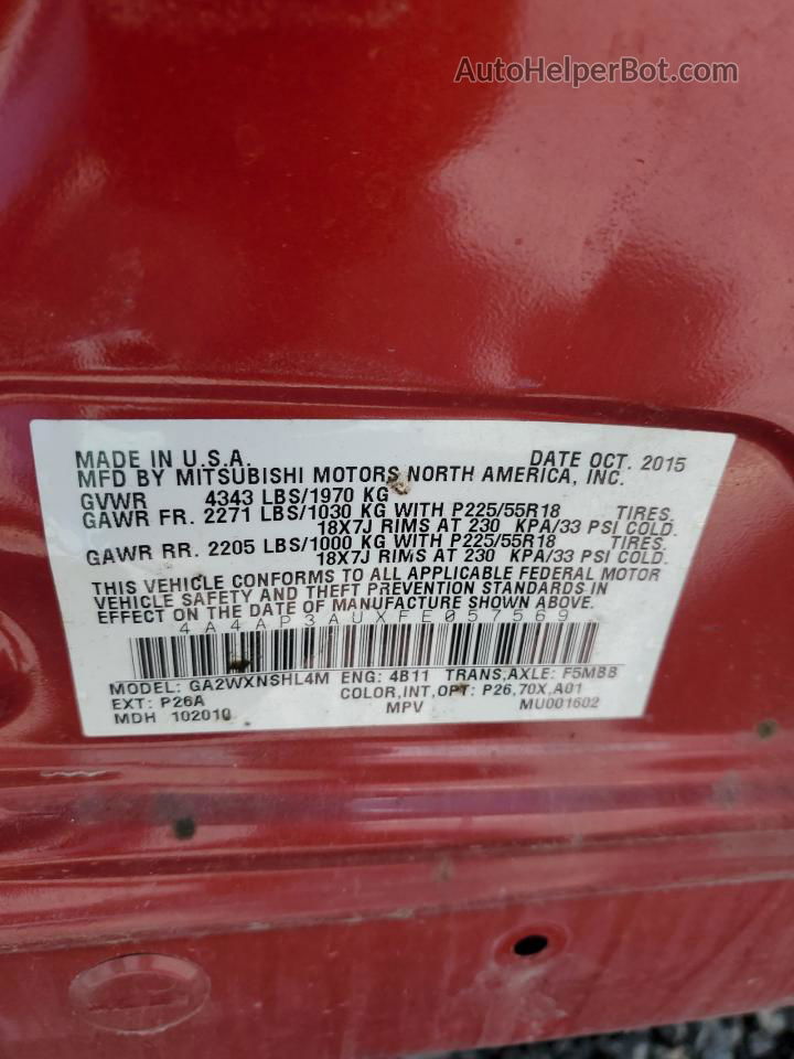 2015 Mitsubishi Outlander Sport Es Красный vin: 4A4AP3AUXFE057569