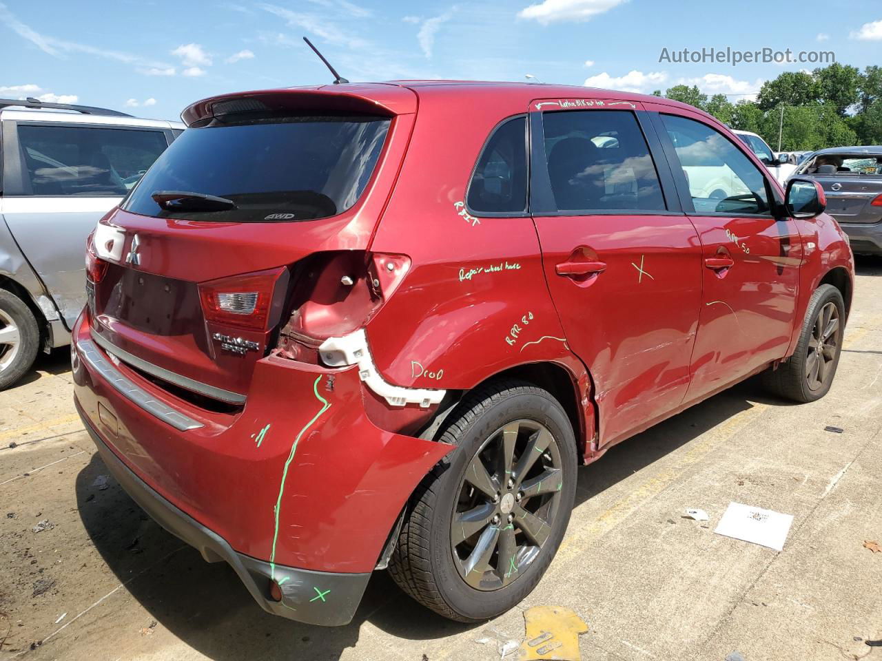 2014 Mitsubishi Outlander Sport Es Maroon vin: 4A4AR3AU6EE016526