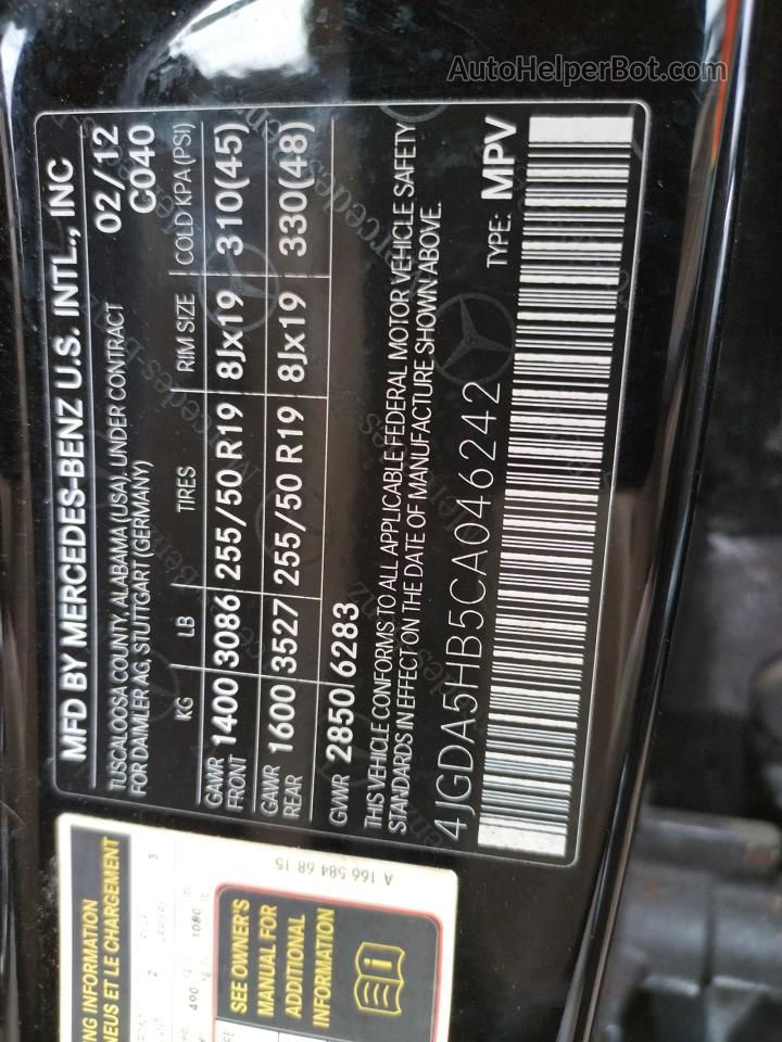 2012 Mercedes-benz Ml 350 4matic Черный vin: 4JGDA5HB5CA046242