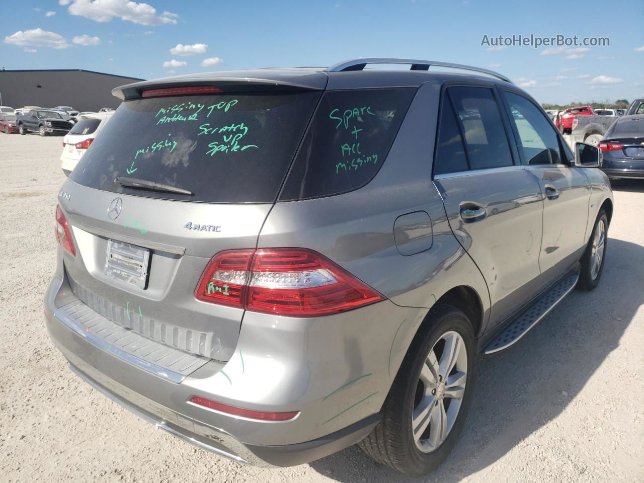 2012 Mercedes-benz Ml 350 4matic Silver vin: 4JGDA5HB7CA023688