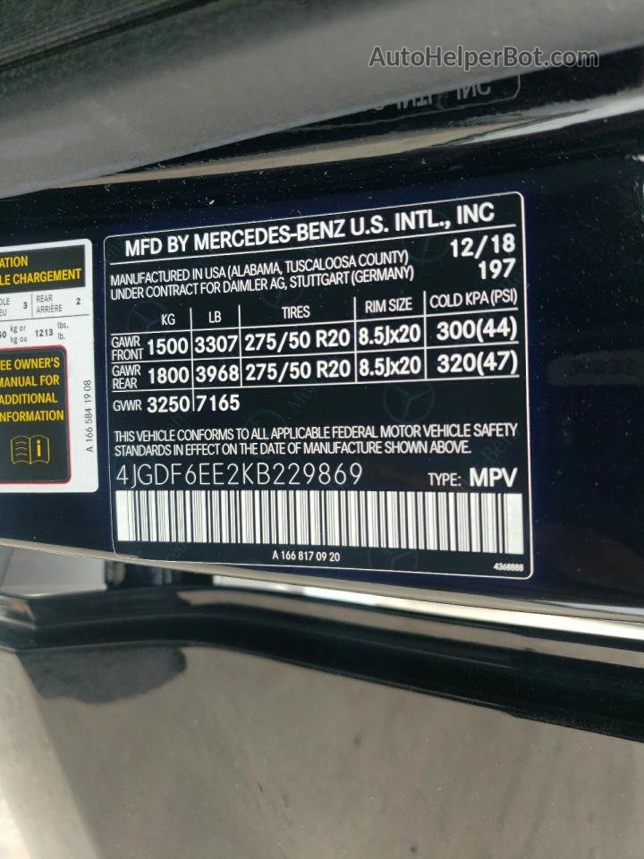 2019 Mercedes-benz Gls 450 4matic Черный vin: 4JGDF6EE2KB229869