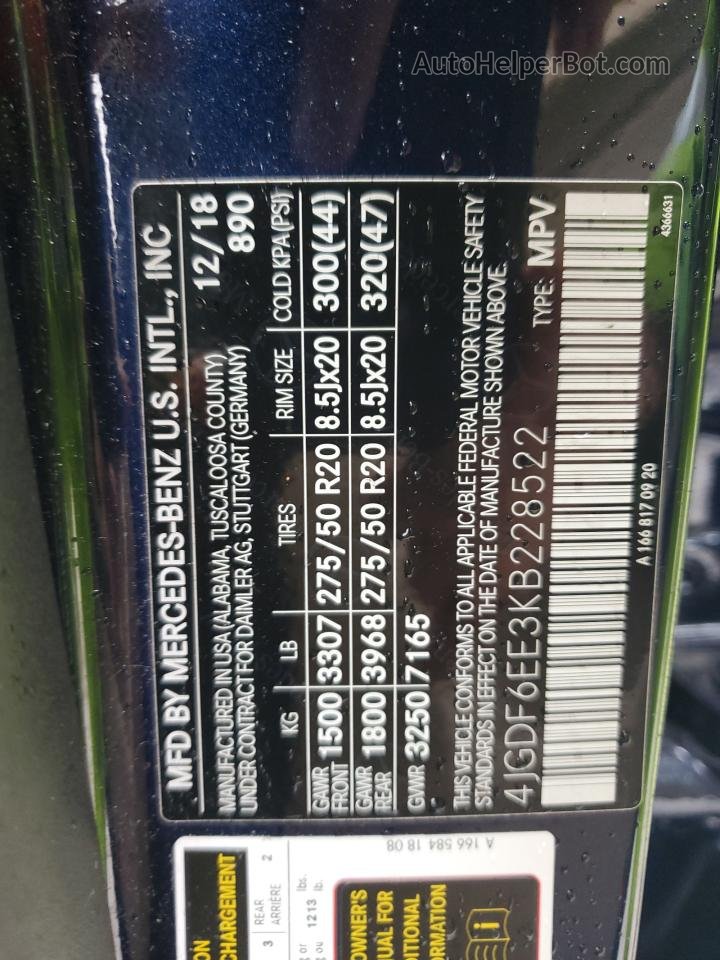 2019 Mercedes-benz Gls 450 4matic Синий vin: 4JGDF6EE3KB228522