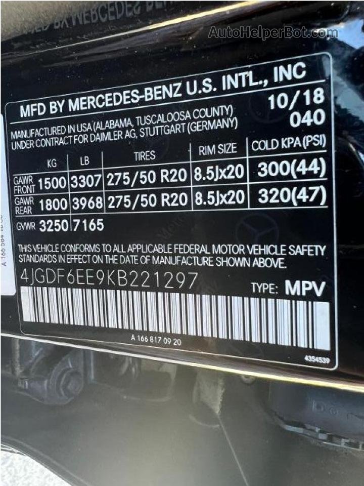 2019 Mercedes-benz Gls 450 4matic Черный vin: 4JGDF6EE9KB221297