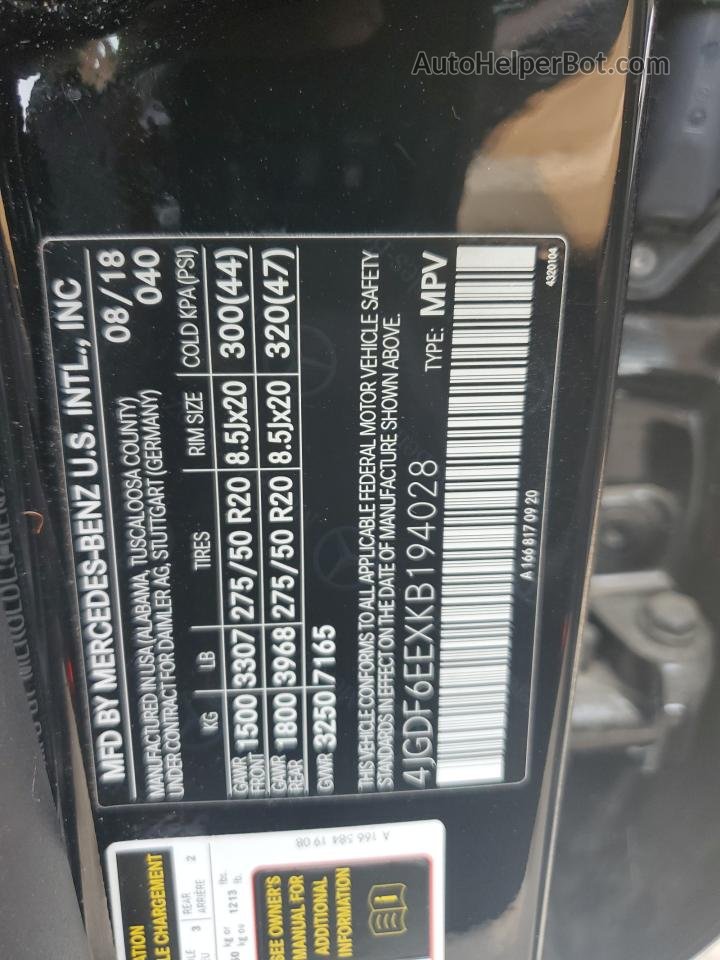 2019 Mercedes-benz Gls 450 4matic Черный vin: 4JGDF6EEXKB194028