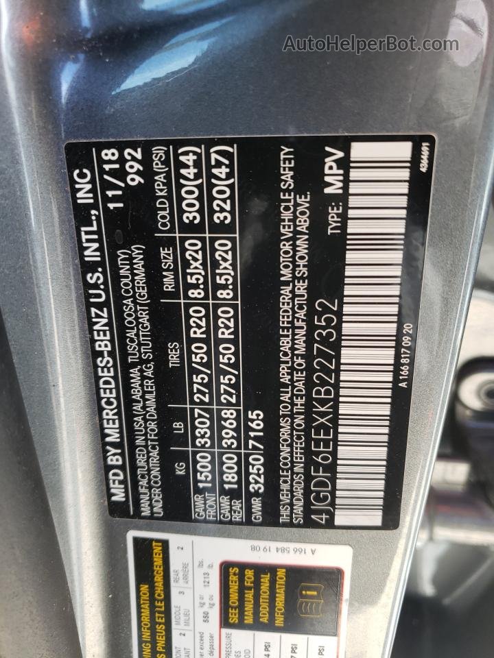2019 Mercedes-benz Gls 450 4matic Серый vin: 4JGDF6EEXKB227352