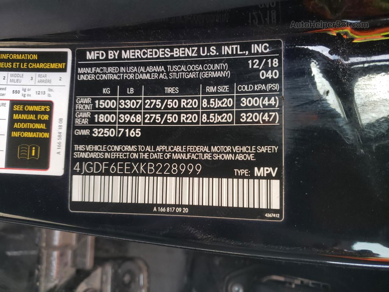 2019 Mercedes-benz Gls 450 4matic Черный vin: 4JGDF6EEXKB228999