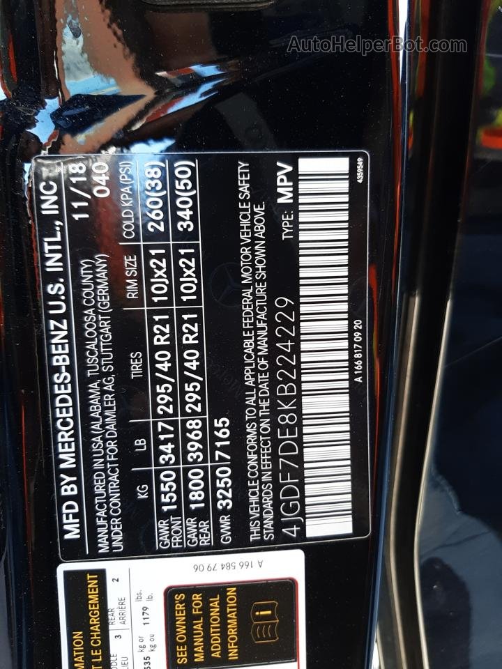 2019 Mercedes-benz Gls 550 4matic Черный vin: 4JGDF7DE8KB224229