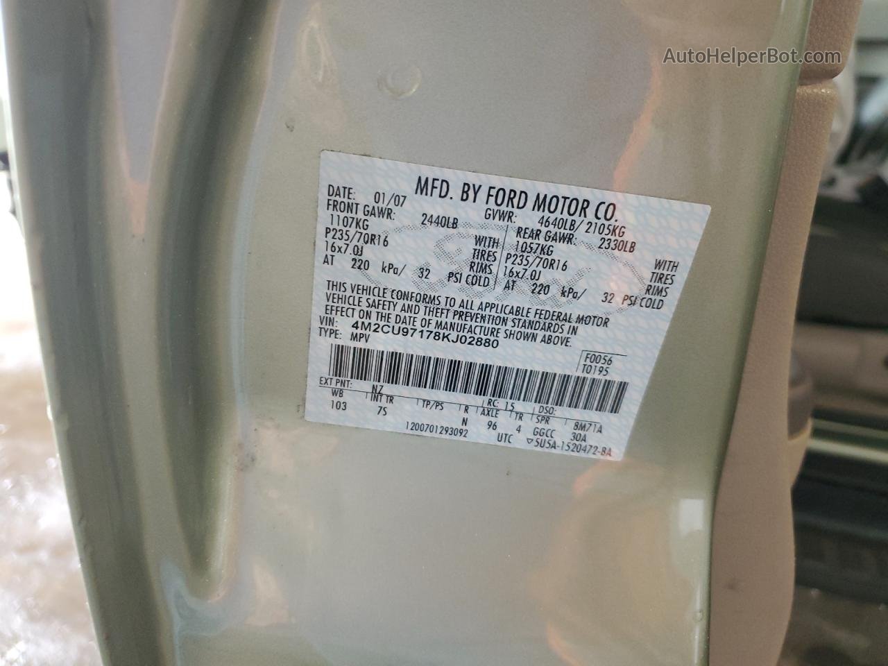 2008 Mercury Mariner Premier Green vin: 4M2CU97178KJ02880