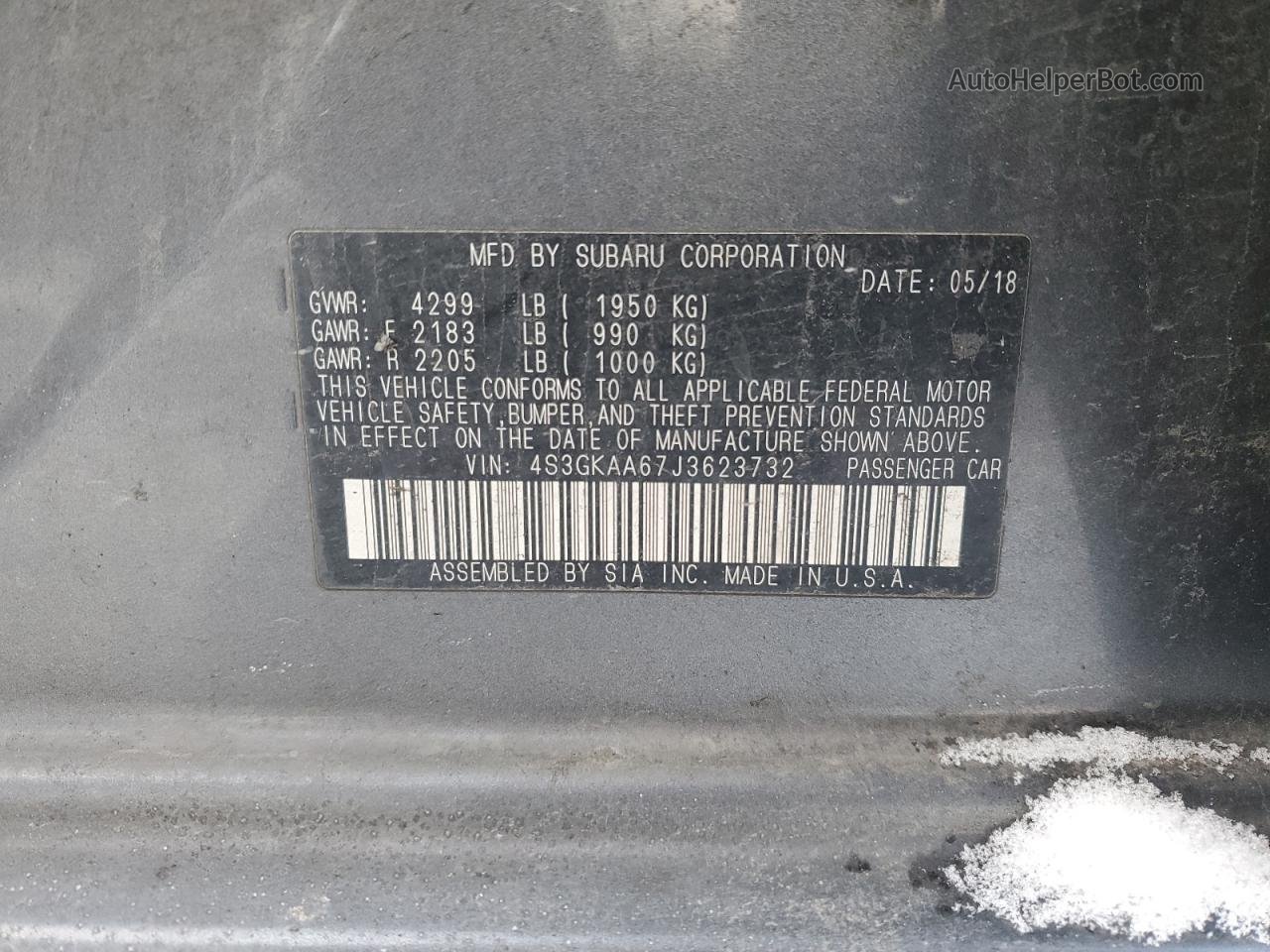 2018 Subaru Impreza  Серый vin: 4S3GKAA67J3623732