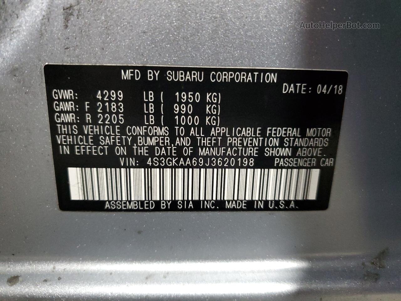 2018 Subaru Impreza  Silver vin: 4S3GKAA69J3620198