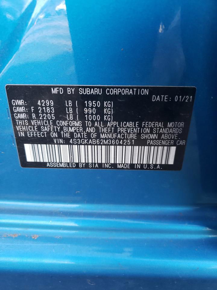 2021 Subaru Impreza  Blue vin: 4S3GKAB62M3604251