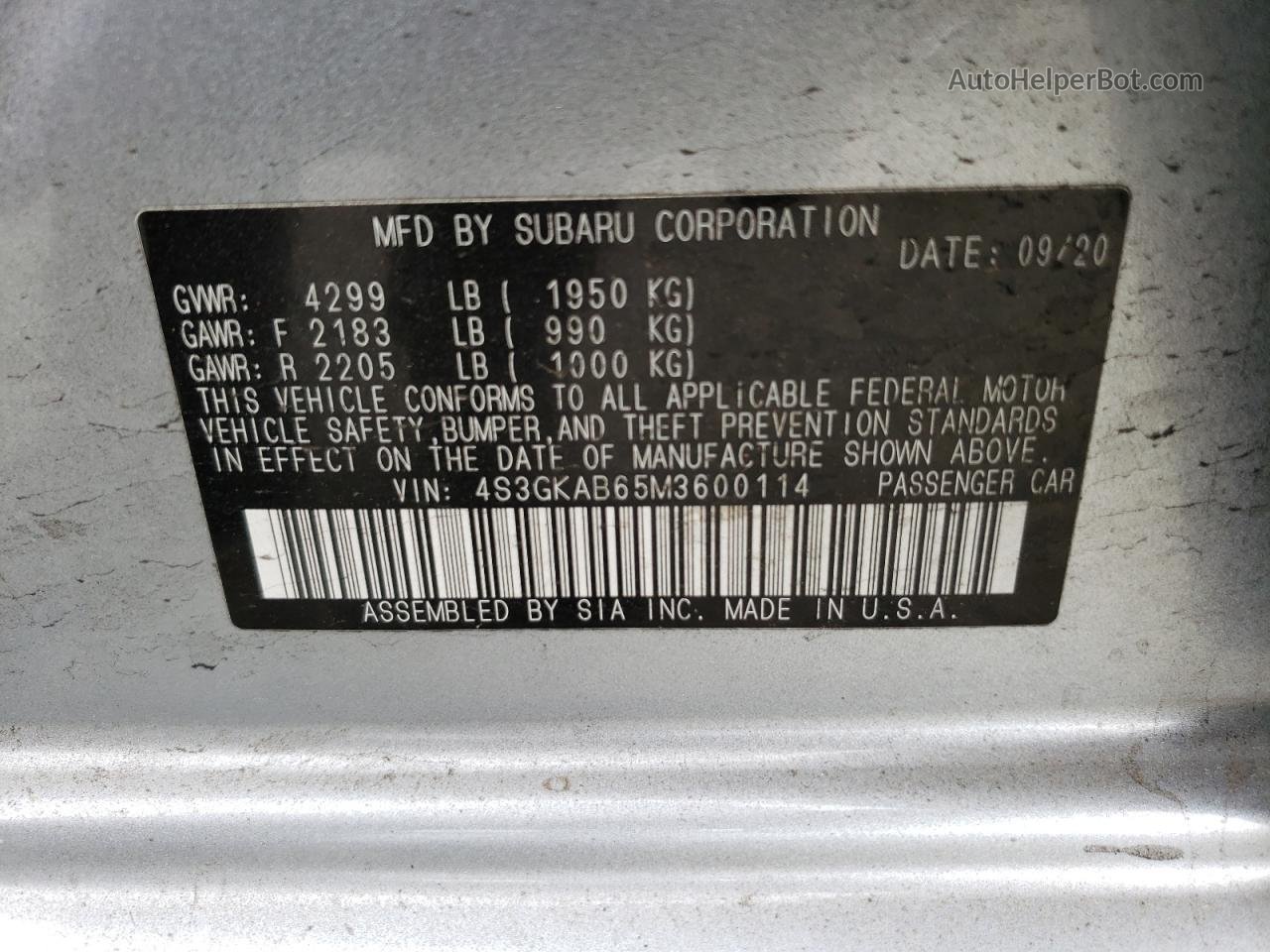 2021 Subaru Impreza  Silver vin: 4S3GKAB65M3600114