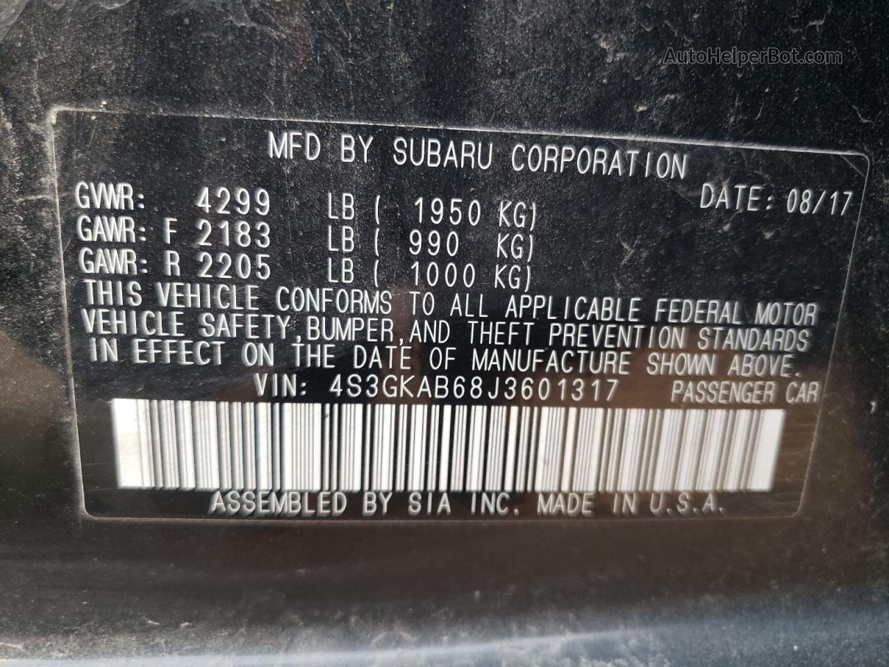 2018 Subaru Impreza Premium Black vin: 4S3GKAB68J3601317