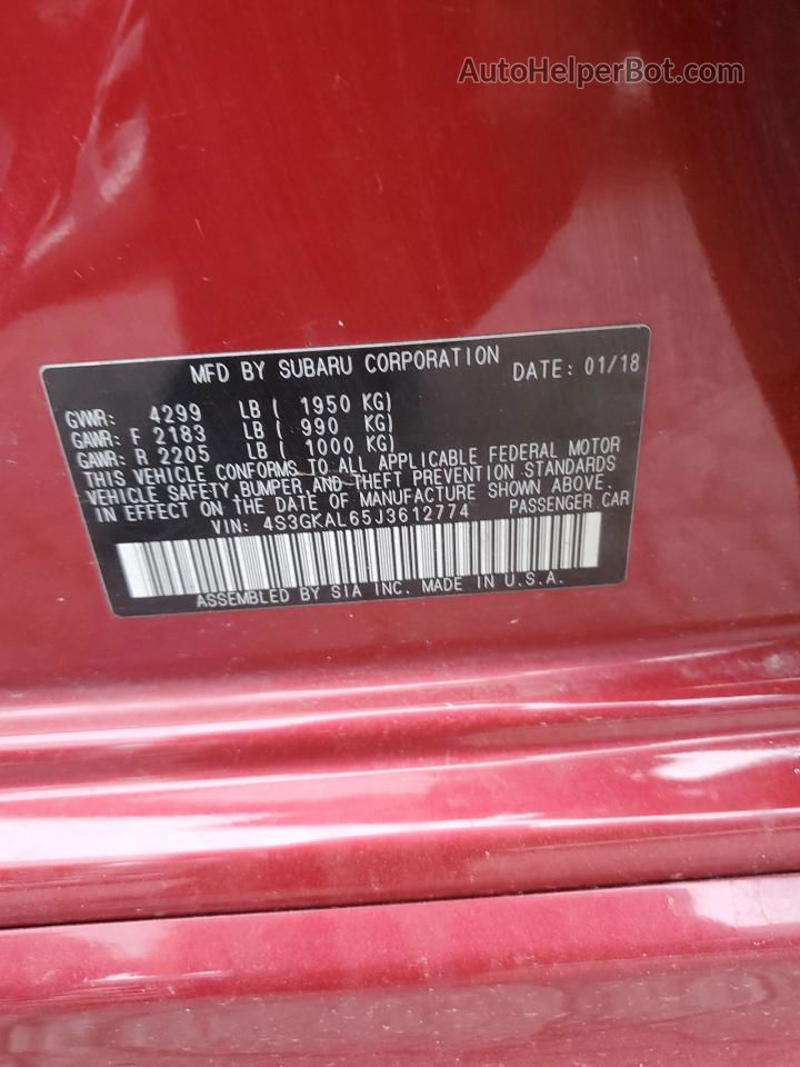 2018 Subaru Impreza Sport Красный vin: 4S3GKAL65J3612774