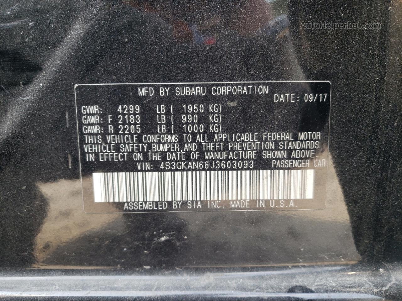 2018 Subaru Impreza Limited Black vin: 4S3GKAN66J3603093