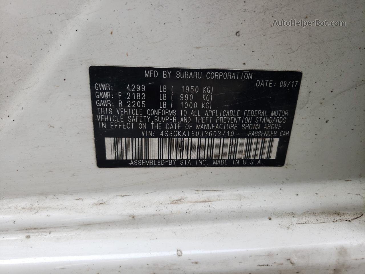 2018 Subaru Impreza Limited Белый vin: 4S3GKAT60J3603710