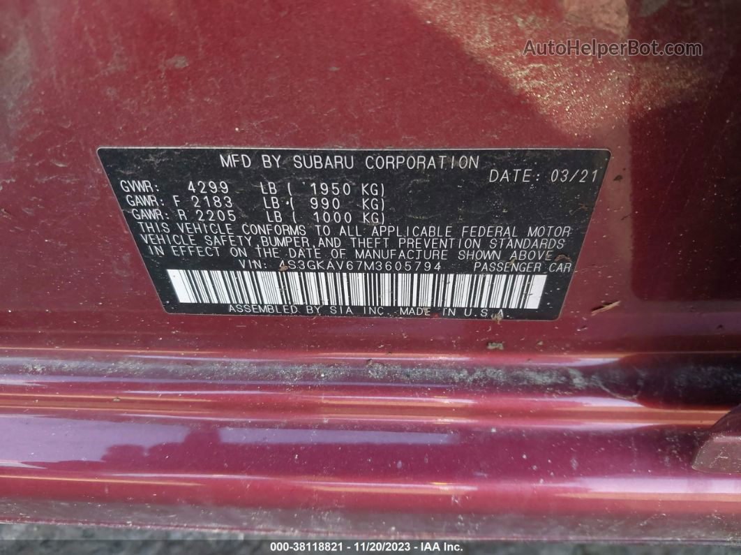 2021 Subaru Impreza Premium Red vin: 4S3GKAV67M3605794
