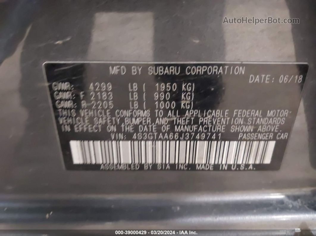 2018 Subaru Impreza 2.0i Gray vin: 4S3GTAA66J3749741