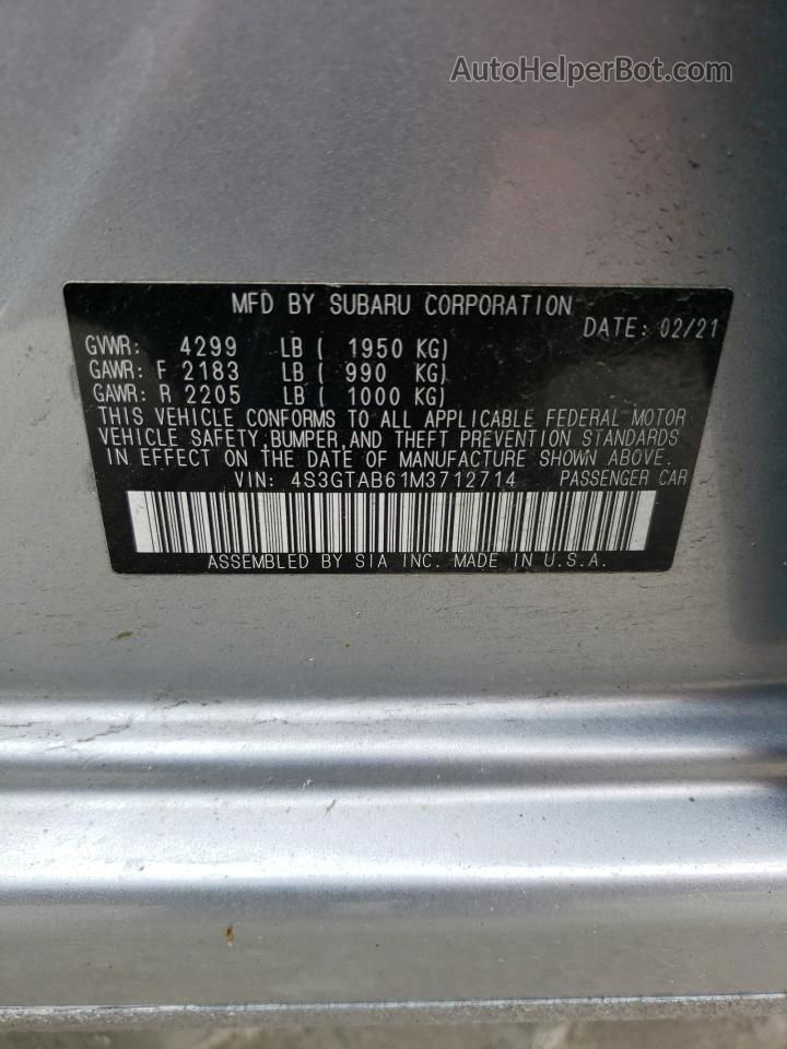 2021 Subaru Impreza  Silver vin: 4S3GTAB61M3712714