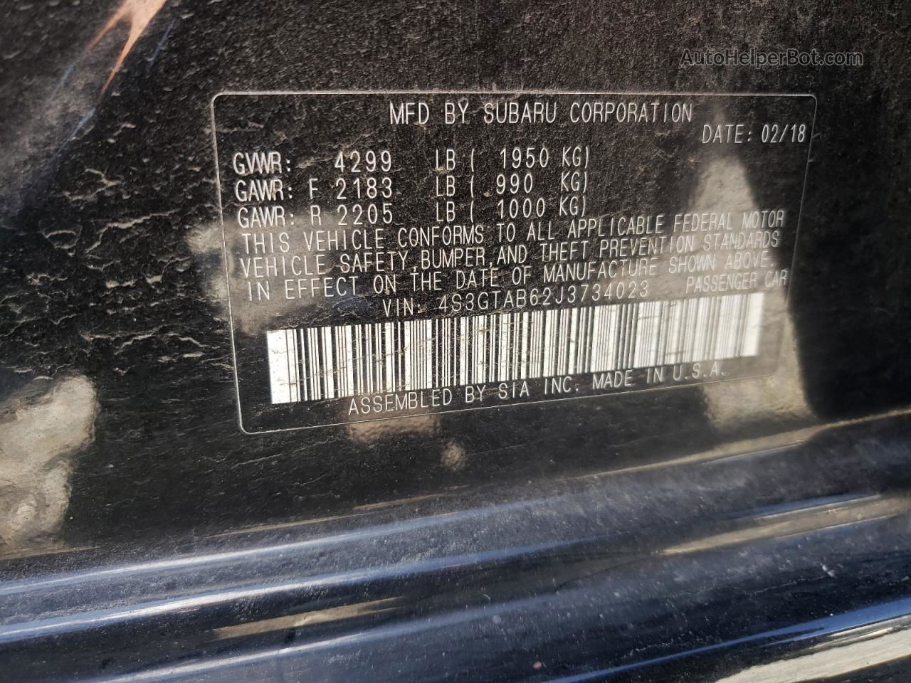 2018 Subaru Impreza Premium Black vin: 4S3GTAB62J3734023