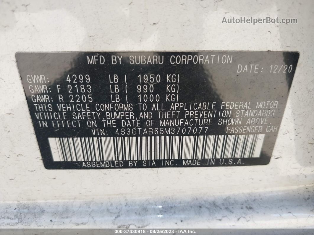 2021 Subaru Impreza 5-door White vin: 4S3GTAB65M3707077
