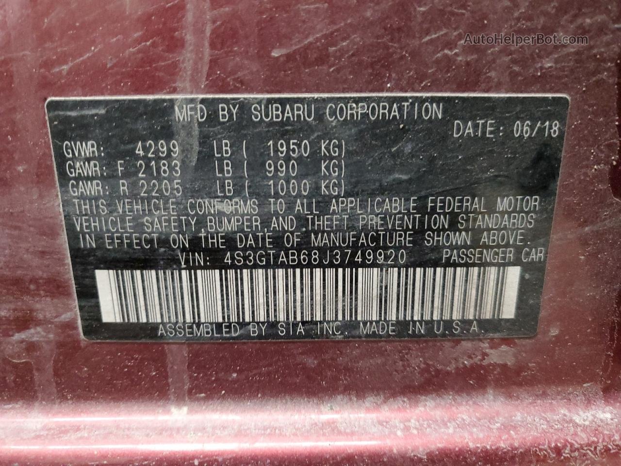 2018 Subaru Impreza Premium Red vin: 4S3GTAB68J3749920