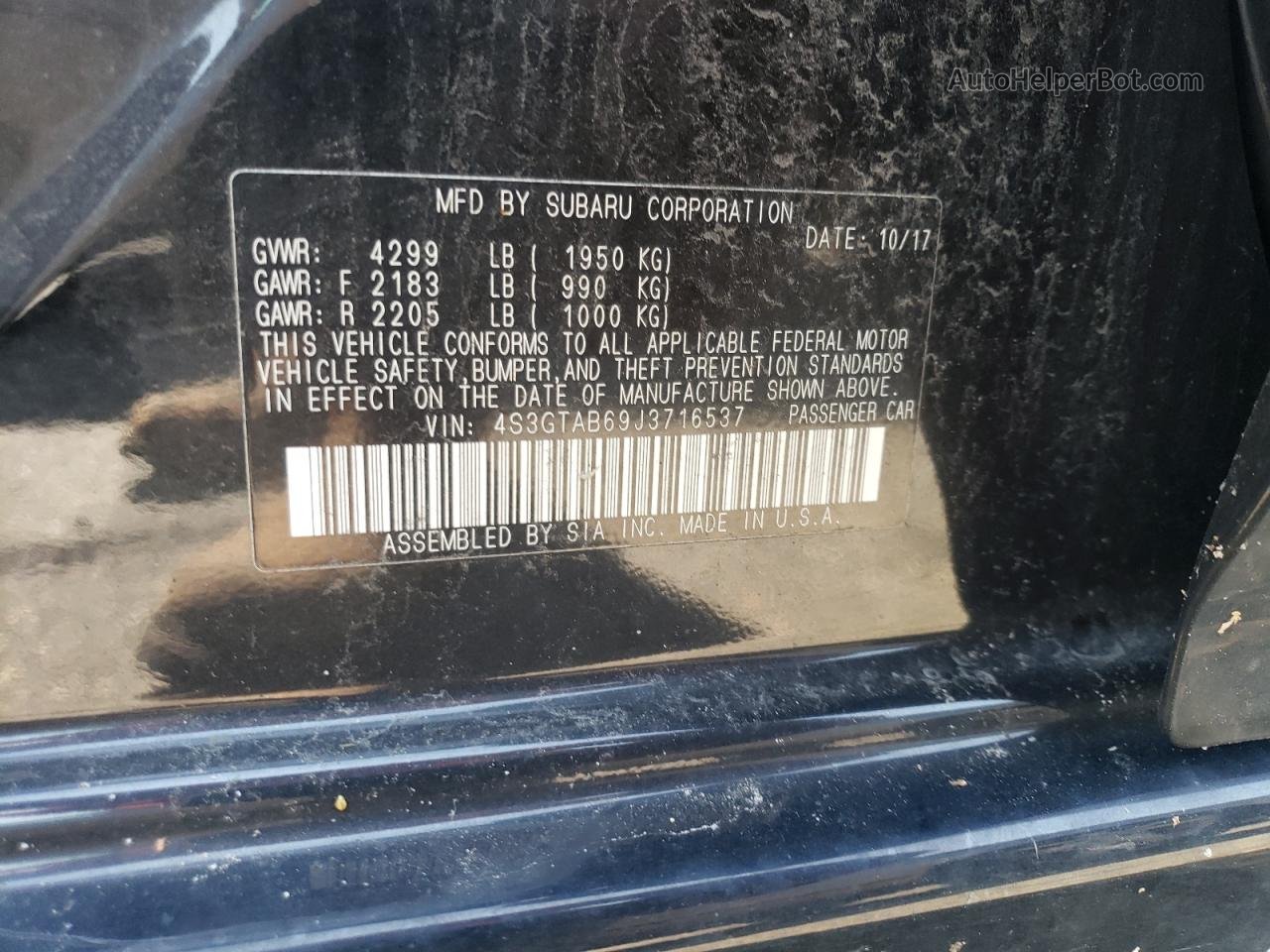 2018 Subaru Impreza Premium Черный vin: 4S3GTAB69J3716537