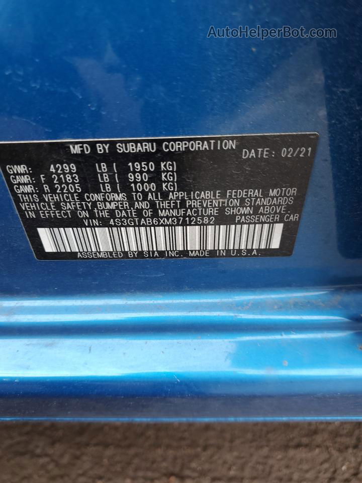 2021 Subaru Impreza  Синий vin: 4S3GTAB6XM3712582