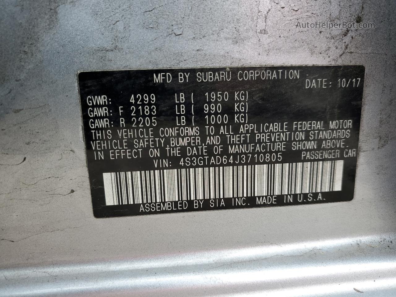 2018 Subaru Impreza Premium Plus Silver vin: 4S3GTAD64J3710805