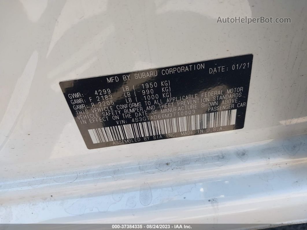2021 Subaru Impreza Premium White vin: 4S3GTAD66M3710003
