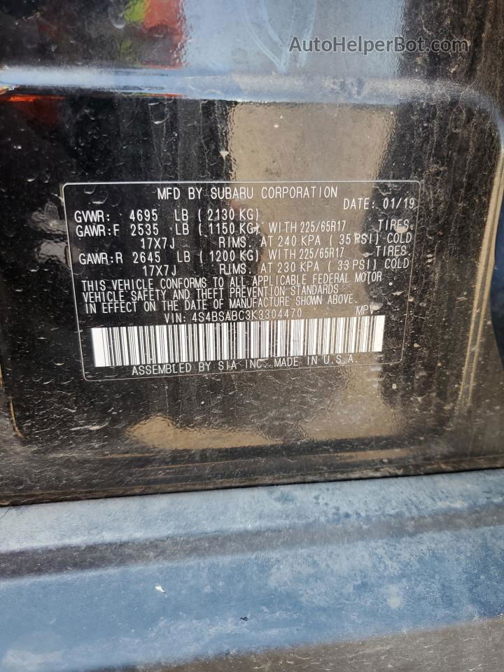 2019 Subaru Outback 2.5i Black vin: 4S4BSABC3K3304470
