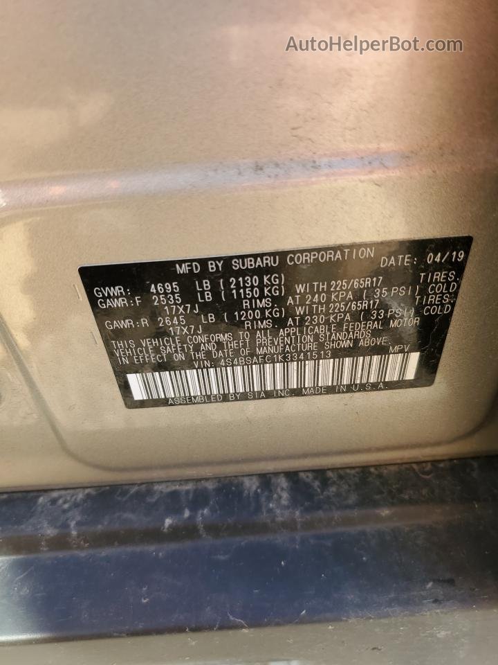 2019 Subaru Outback 2.5i Premium Gray vin: 4S4BSAFC1K3341513