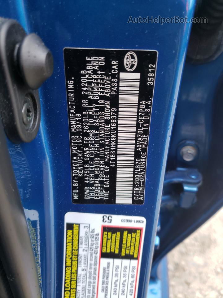 2019 Toyota Camry Xse Синий vin: 4T1B61HK8KU168379