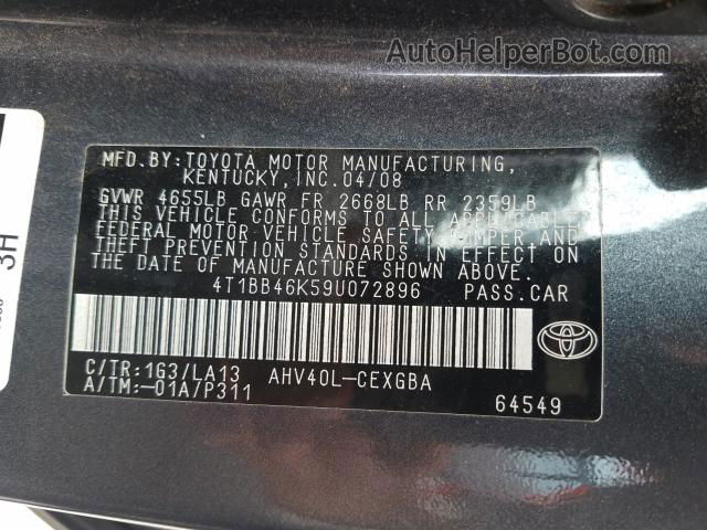 2009 Toyota Camry Hybrid Серый vin: 4T1BB46K59U072896