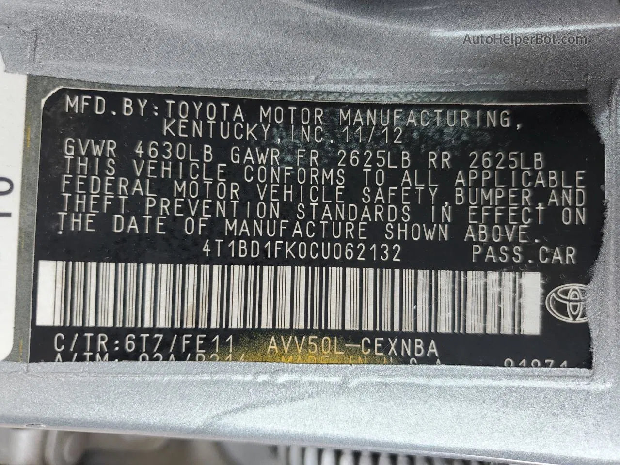 2012 Toyota Camry Hybrid Silver vin: 4T1BD1FK0CU062132