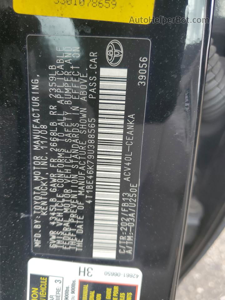 2009 Toyota Camry Base Black vin: 4T1BE46K79U388565