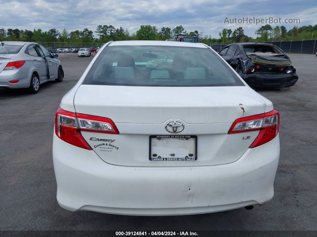 2013 Toyota Camry Le White vin: 4T1BF1FK8DU648797