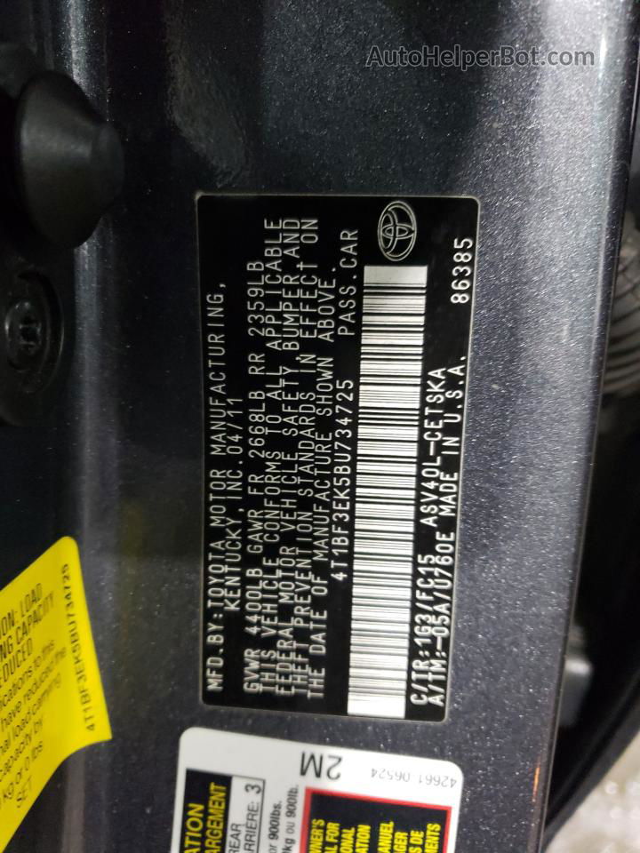 2011 Toyota Camry Base Gray vin: 4T1BF3EK5BU734725