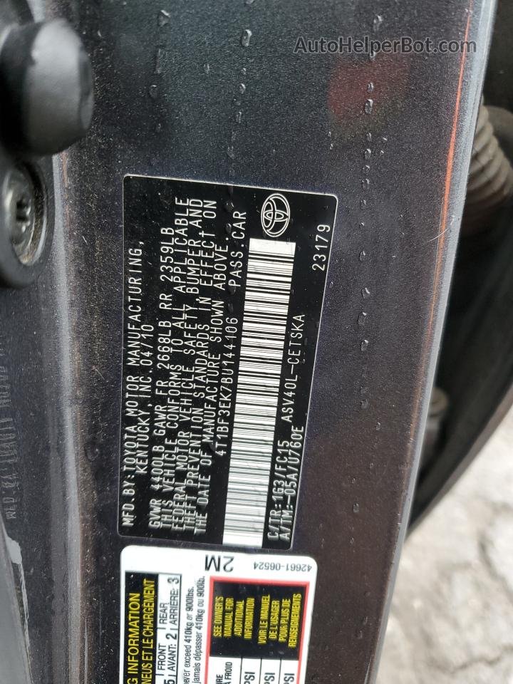 2011 Toyota Camry Base Charcoal vin: 4T1BF3EK7BU144106