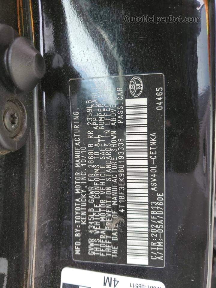 2011 Toyota Camry Base Black vin: 4T1BF3EK9BU193338