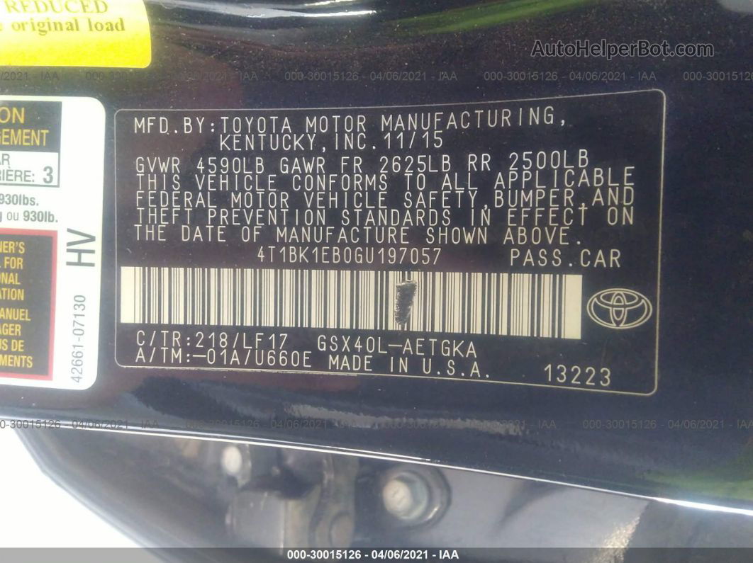 2016 Toyota Avalon Xle Premium Black vin: 4T1BK1EB0GU197057