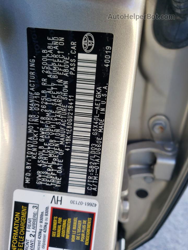 2016 Toyota Avalon Xle Золотой vin: 4T1BK1EB0GU218411