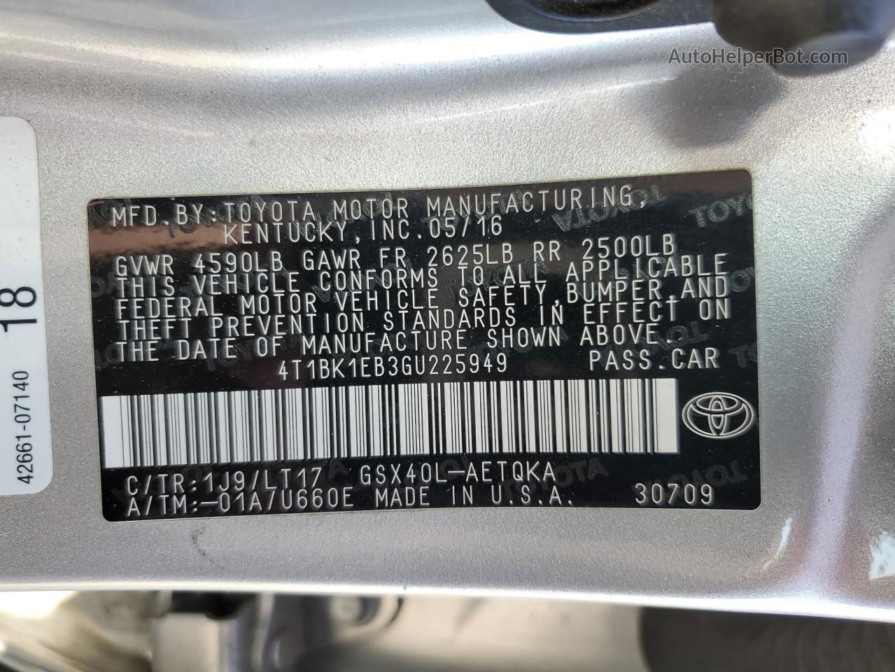 2016 Toyota Avalon Xle Silver vin: 4T1BK1EB3GU225949