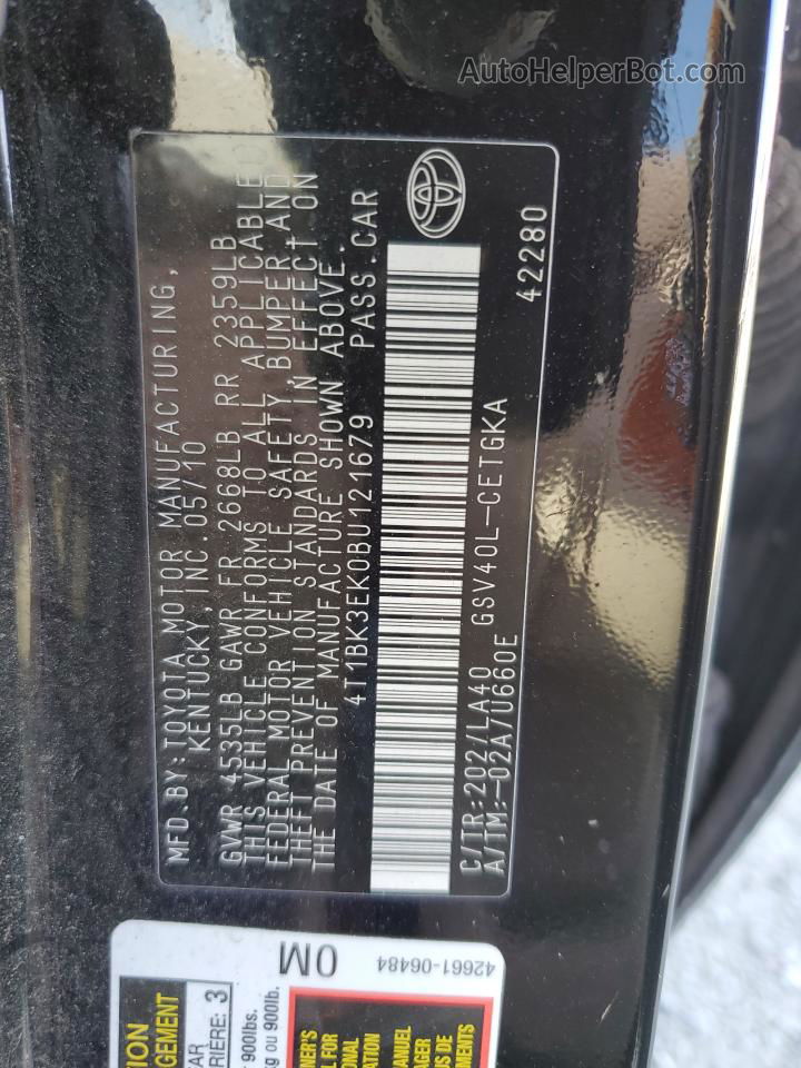 2011 Toyota Camry Se Black vin: 4T1BK3EK0BU121679