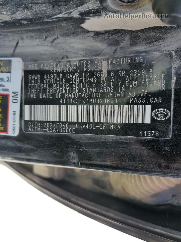 2011 Toyota Camry Se Черный vin: 4T1BK3EK1BU121609