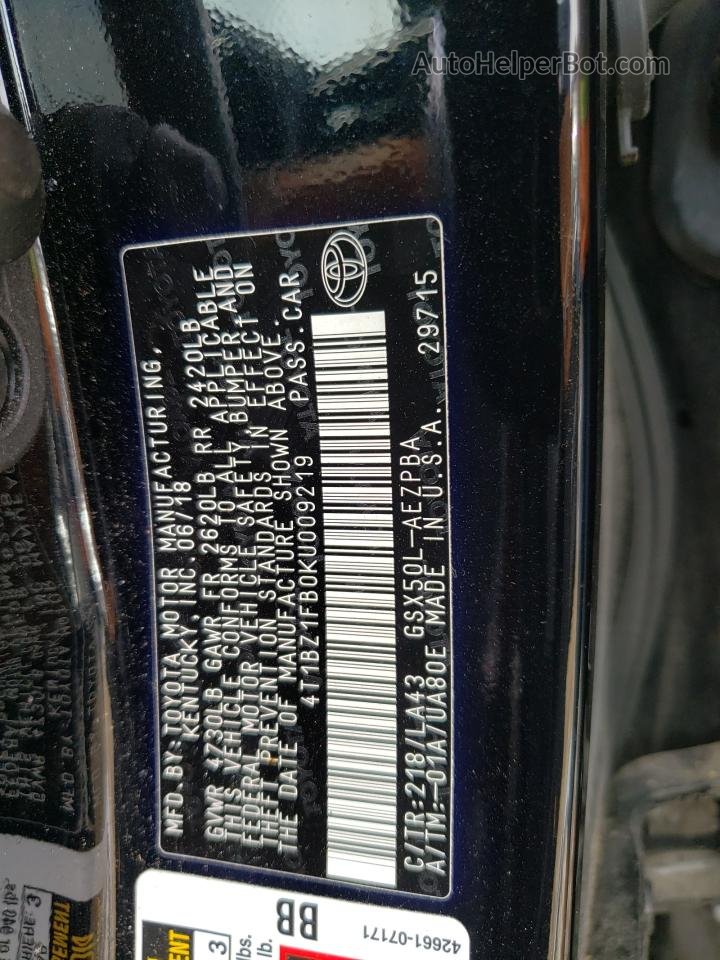 2019 Toyota Avalon Xle Черный vin: 4T1BZ1FB0KU009219