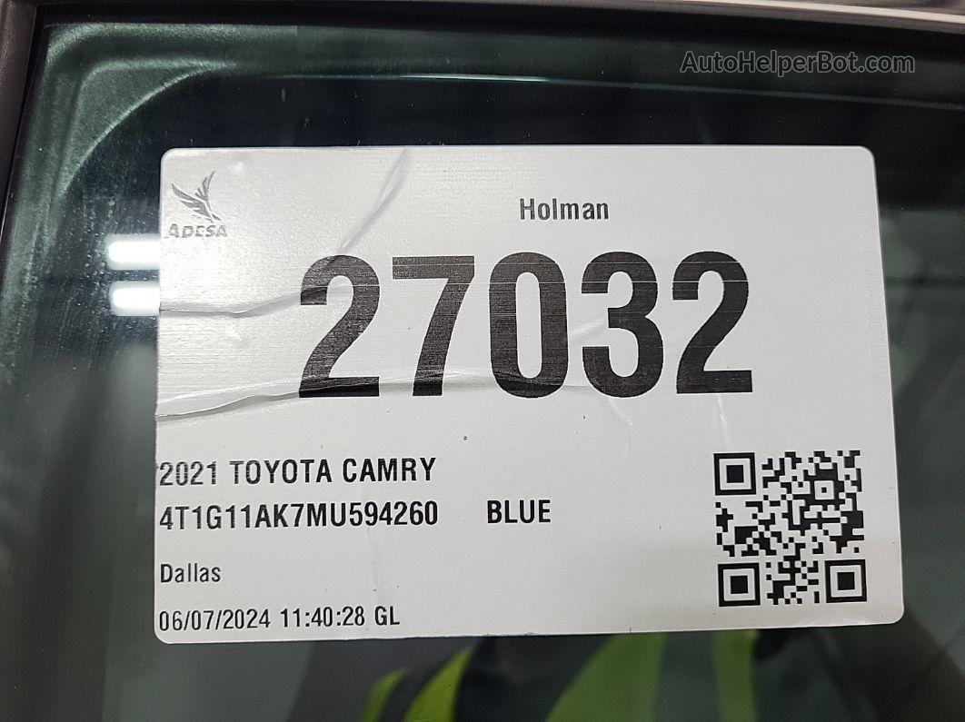 2021 Toyota Camry Se/se Night Shade vin: 4T1G11AK7MU594260
